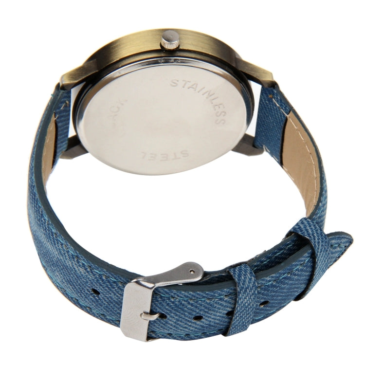 Denim Texture Style Round Dial Retro Digital Display Women & Men Quartz Watch with PU Leather Band