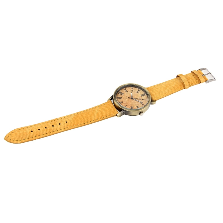 Denim Texture Style Round Dial Retro Digital Display Women & Men Quartz Watch with PU Leather Band