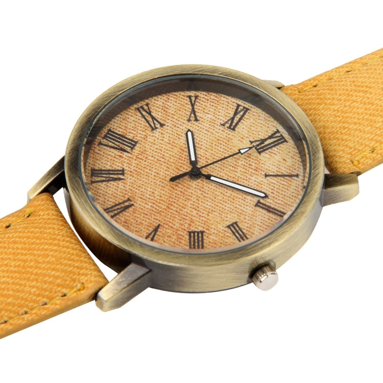 Denim Texture Style Round Dial Retro Digital Display Women & Men Quartz Watch with PU Leather Band