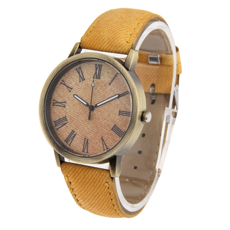 Denim Texture Style Round Dial Retro Digital Display Women & Men Quartz Watch with PU Leather Band