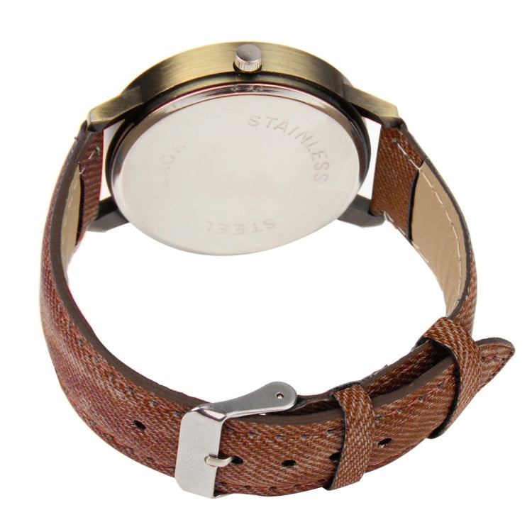 Denim Texture Style Round Dial Retro Digital Display Women & Men Quartz Watch with PU Leather Band