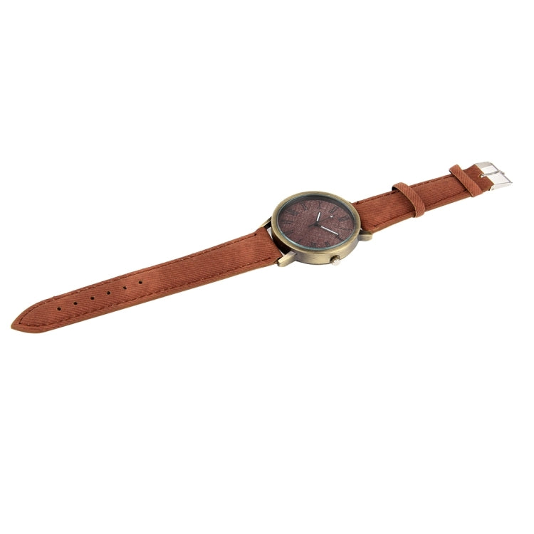 Denim Texture Style Round Dial Retro Digital Display Women & Men Quartz Watch with PU Leather Band