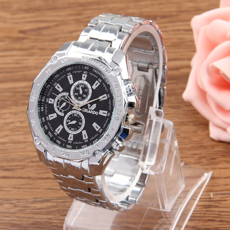 Round Dial 3 Decoration Dials Men Quartz Watch with Metal Band