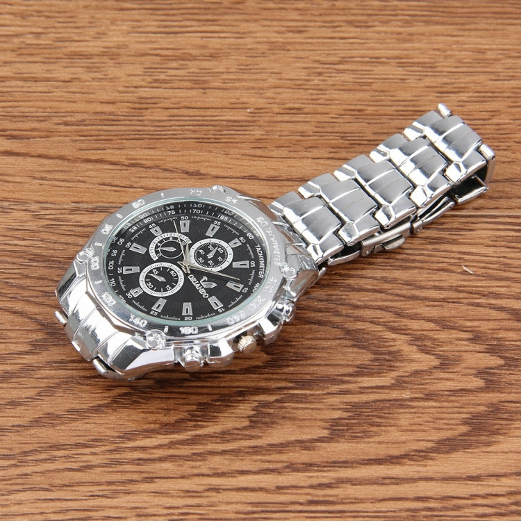 Round Dial 3 Decoration Dials Men Quartz Watch with Metal Band