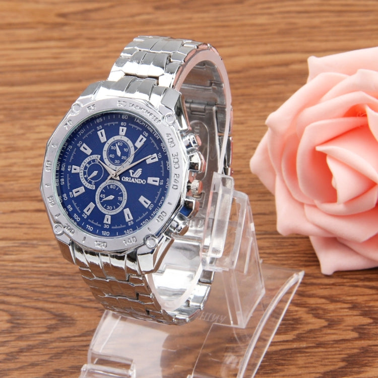 Round Dial 3 Decoration Dials Men Quartz Watch with Metal Band