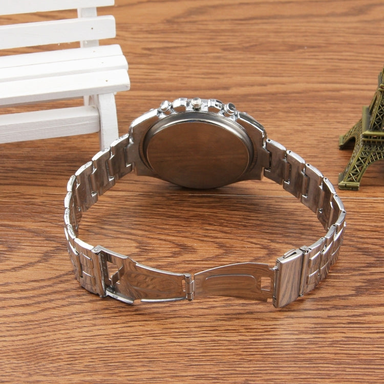 Round Dial 3 Decoration Dials Men Quartz Watch with Metal Band