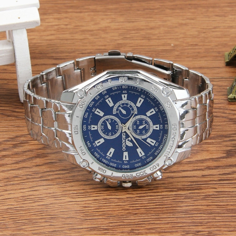 Round Dial 3 Decoration Dials Men Quartz Watch with Metal Band