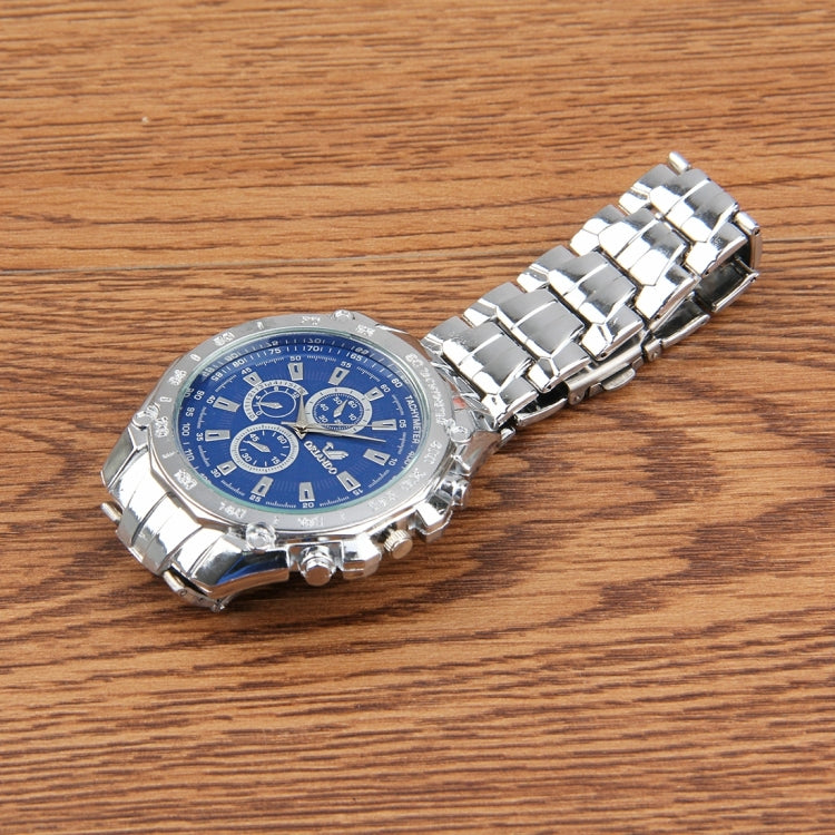 Round Dial 3 Decoration Dials Men Quartz Watch with Metal Band