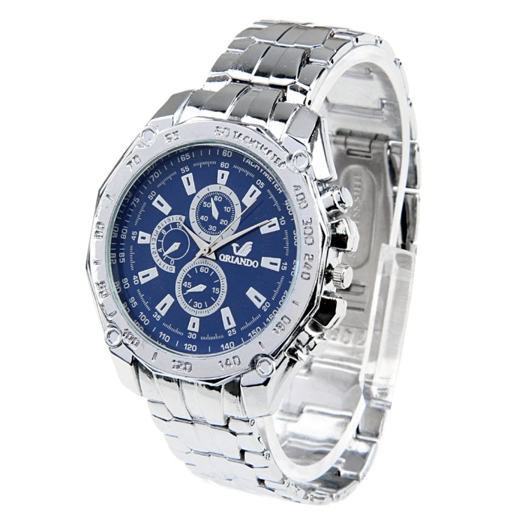 Round Dial 3 Decoration Dials Men Quartz Watch with Metal Band
