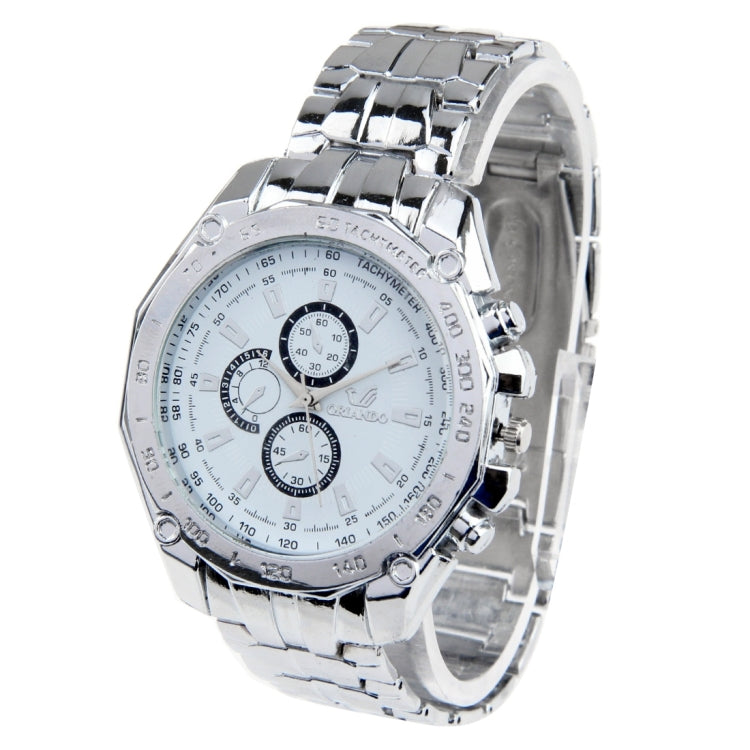 Round Dial 3 Decoration Dials Men Quartz Watch with Metal Band
