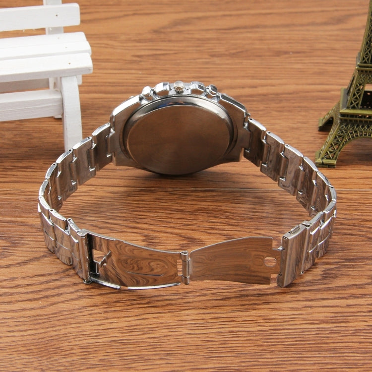 Round Dial 3 Decoration Dials Men Quartz Watch with Metal Band