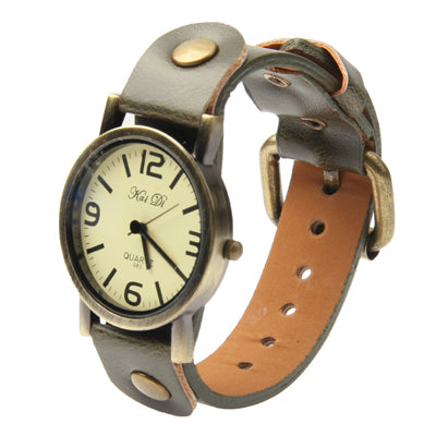 Quartz Wrist Watch + Synthetic Leather Strap Watch (Army Green)
