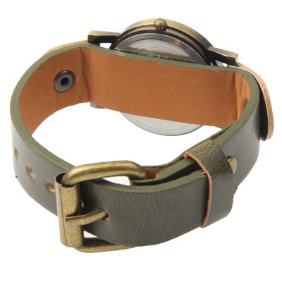 Quartz Wrist Watch + Synthetic Leather Strap Watch (Army Green)