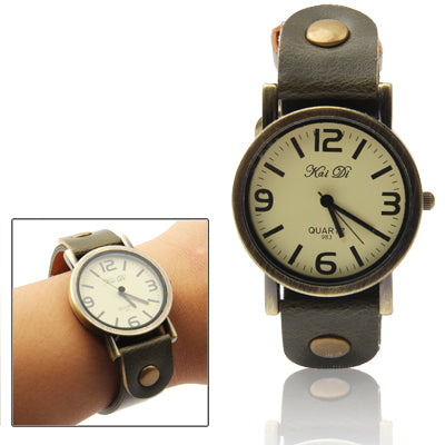 Quartz Wrist Watch + Synthetic Leather Strap Watch (Army Green)