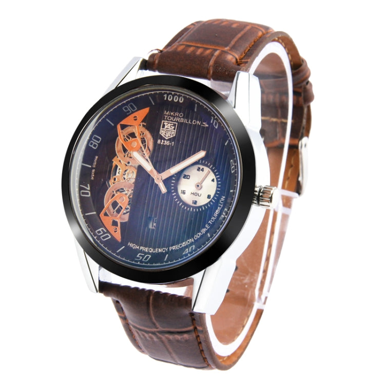 Stylish Quartz Watch Calendar Wrist Watch with PU Leather Strap (Coffee)