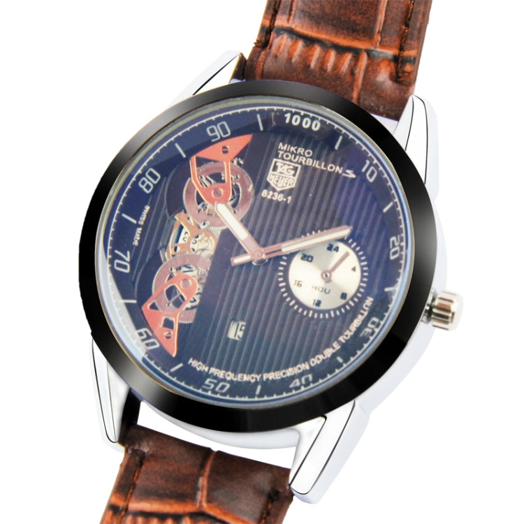 Stylish Quartz Watch Calendar Wrist Watch with PU Leather Strap (Coffee)