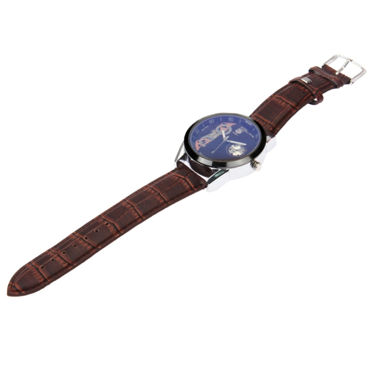 Stylish Quartz Watch Calendar Wrist Watch with PU Leather Strap (Coffee)