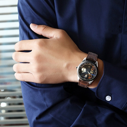 Stylish Quartz Watch Calendar Wrist Watch with PU Leather Strap (Coffee)