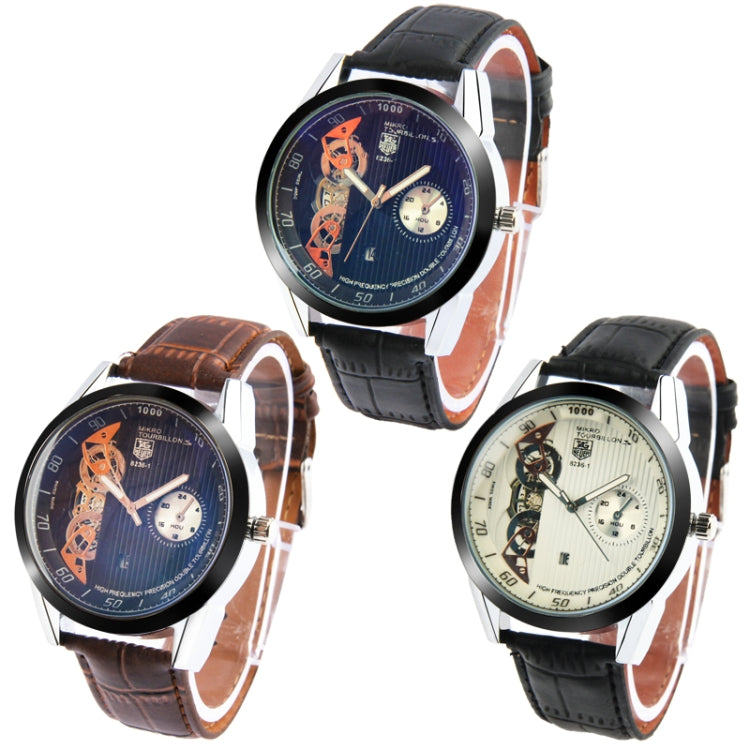 Stylish Quartz Watch Calendar Wrist Watch with PU Leather Strap (Coffee)