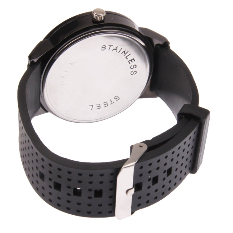 Classic Round Style Quartz Wrist Watch with Silicone Band (Black + Yellow)