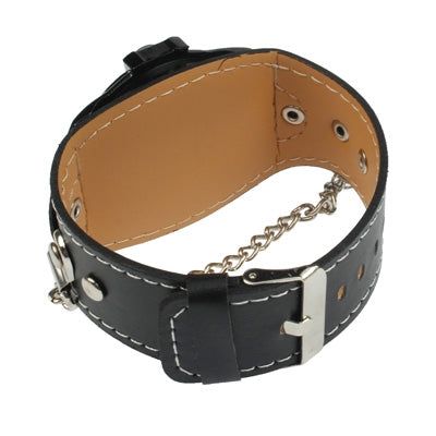 Cool Unisex Quartz Wrist Watch with Compass & Skull Pattern & Synthetic Leather Band Strap + Metal Chain