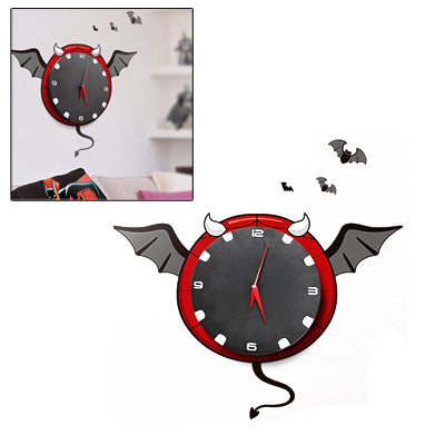 DIY 3D Cartoon Bat Style Wall Clock(Black)