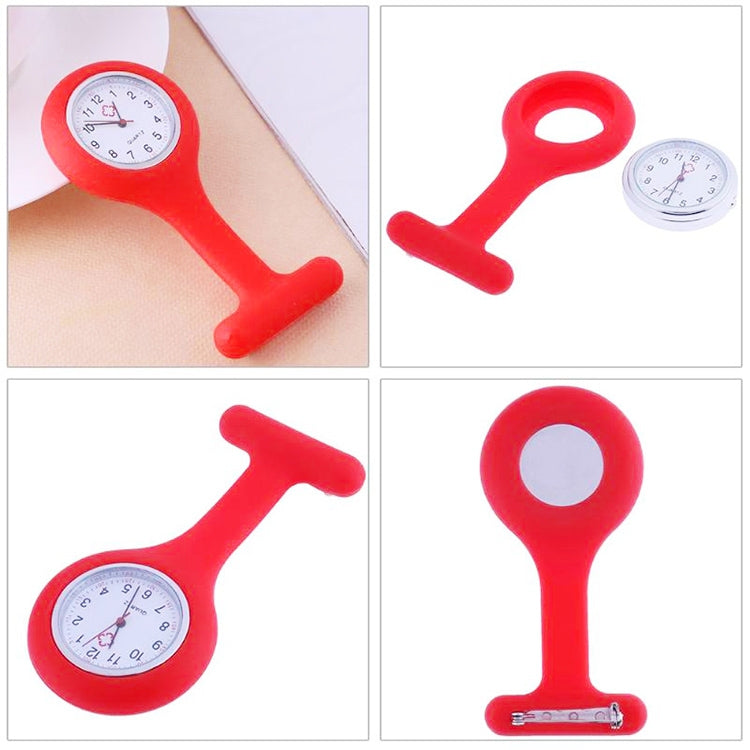 Portable Silicone Nurse Round Quartz Wristwatch Watch with Pin