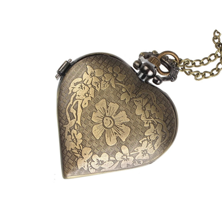 Classical Heart Style Quartz Movement Pocket Watch with Hanging Neck Chain