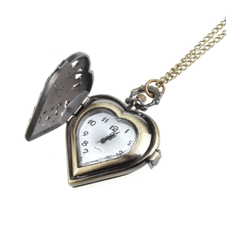 Classical Heart Style Quartz Movement Pocket Watch with Hanging Neck Chain