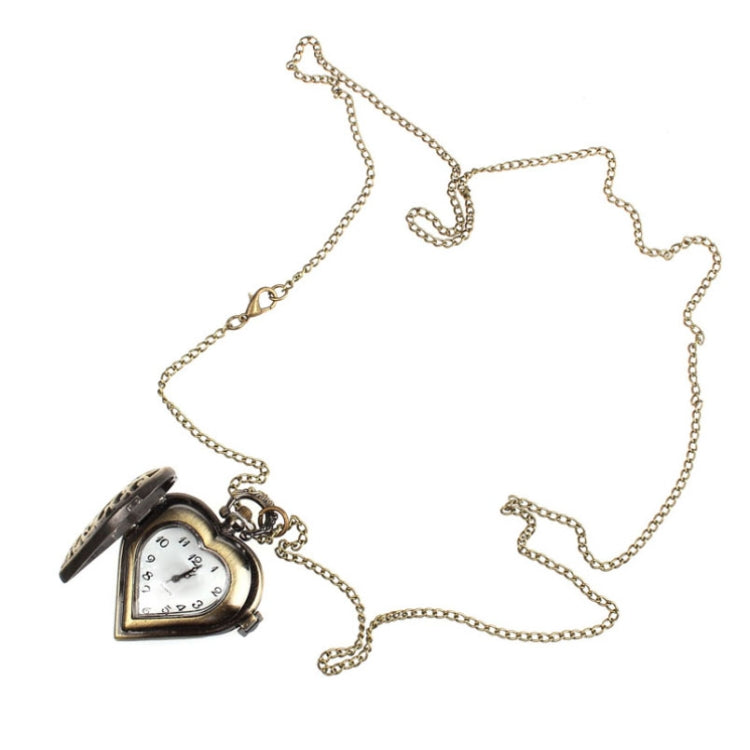 Classical Heart Style Quartz Movement Pocket Watch with Hanging Neck Chain