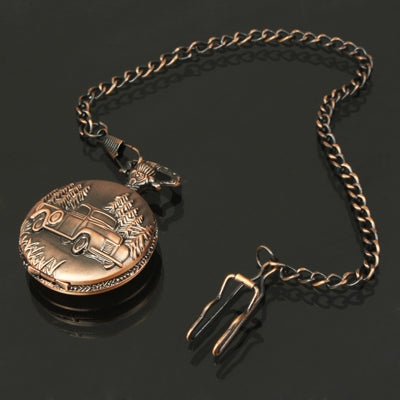 Classical Car Style Quartz Movement Pocket Watch with Hook