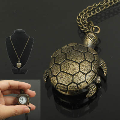 Classical Sea Turtle Shape Copper Chain Pocket Watch