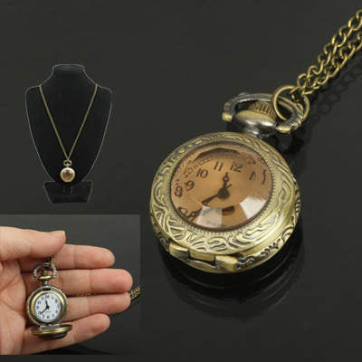 Classical Lace Patterns Flagon Shape Copper Chain Pocket Watch