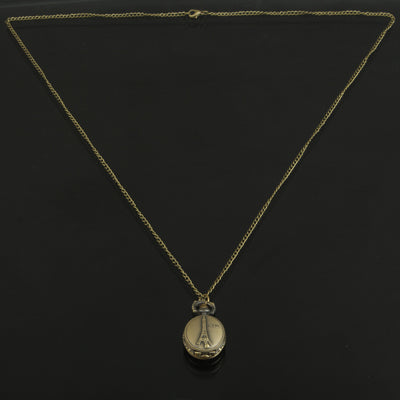 Classical Picture of Eiffel Tower Copper Chain Pocket Watch
