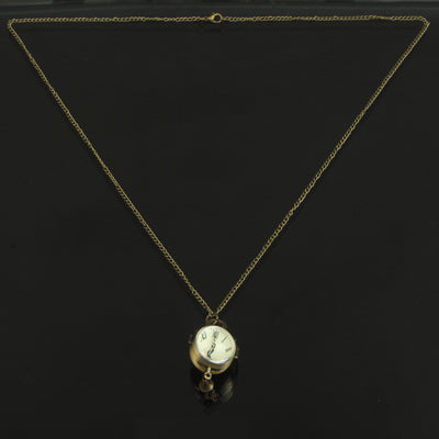 Classical Rhinestone Convex Lens Dial Copper Chain Pocket Watch