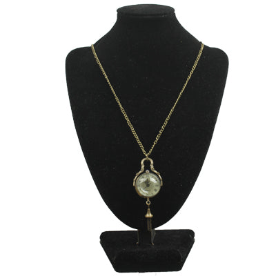 Classical Rhinestone Convex Lens Dial Copper Chain Pocket Watch