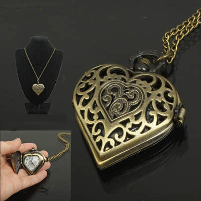 Classical Heart Shape Copper Chain Pocket Watch