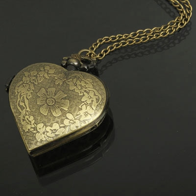 Classical Heart Shape Copper Chain Pocket Watch