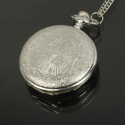 Retro Style Quartz Pocket Watch Gift with Hanging Neck Chain with Flower Pattern