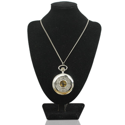 Retro Style Quartz Pocket Watch Gift with Hanging Neck Chain with Flower Pattern