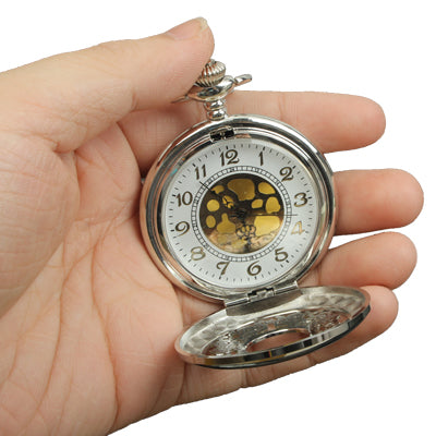 Retro Style Quartz Pocket Watch Gift with Hanging Neck Chain with Flower Pattern