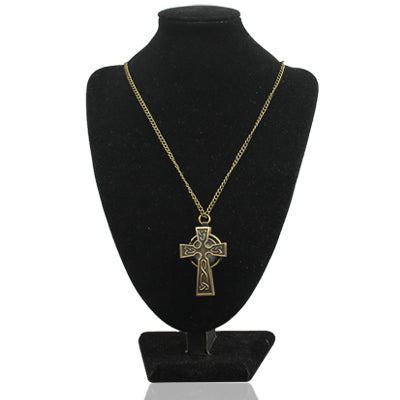 Classical Copper Cross Style Quartz Pocket Watch with Hanging Neck Chain