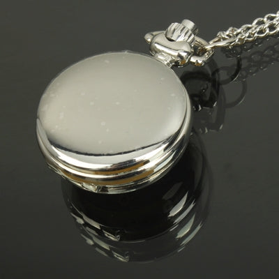 Classical Butterfly Style Quartz Pocket Watch with Hanging Neck Chain & Mirror