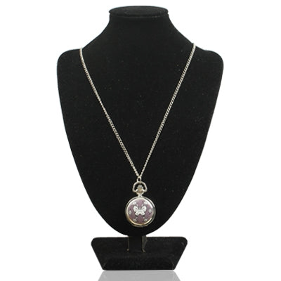 Classical Butterfly Style Quartz Pocket Watch with Hanging Neck Chain & Mirror