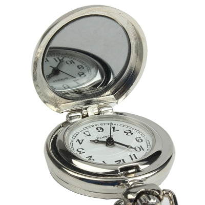 Classical Butterfly Style Quartz Pocket Watch with Hanging Neck Chain & Mirror
