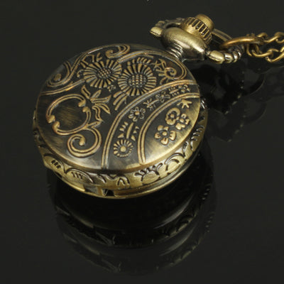 Classical Copper Dragonfly Style Unique Quartz Pocket Watch with Hanging Neck Chain