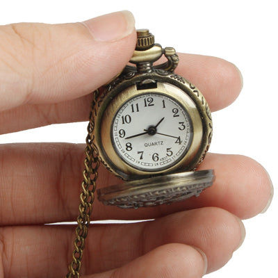 Classical Copper Dragonfly Style Unique Quartz Pocket Watch with Hanging Neck Chain