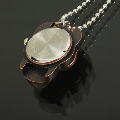 Fashionable Skeleton Style Pocket Quartz Watch Pendant with Chain