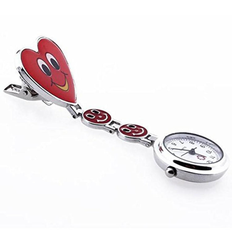 Smile Style Portable Alloy Nurse Round Quartz Wristwatch Watch with Pin(Red)