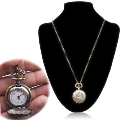 Eagle Pattern Alloy Chain Analog Quartz Pocket Watch